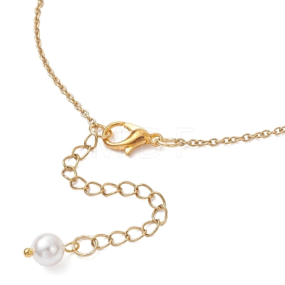 Shell Pearl and Natural Amethyst Round Beads Link Chain Necklaces for Women NJEW-JN05635-1