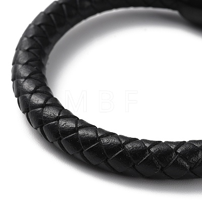 Leather Braided Round Cord Bracelet BJEW-F460-03EB-1