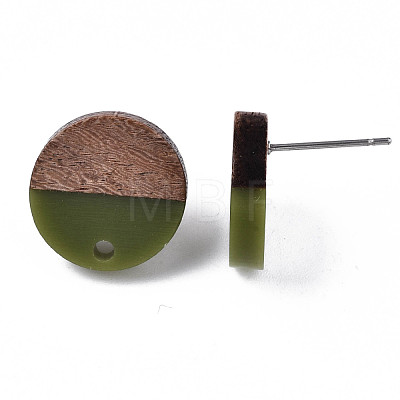 Opaque Resin & Walnut Wood Stud Earring Findings MAK-N032-008A-B03-1