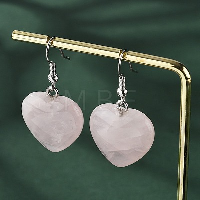 Natural Rose Quartz Dangle Earrings EJEW-E218-05P-1