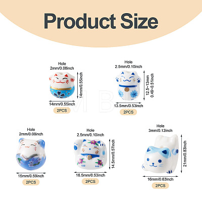 10Pcs 5 Styles Handmade Printed Porcelain Beads PORC-TA0001-81-1