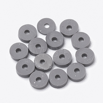 Flat Round Eco-Friendly Handmade Polymer Clay Bead Spacers X-CLAY-R067-4.0mm-40-1