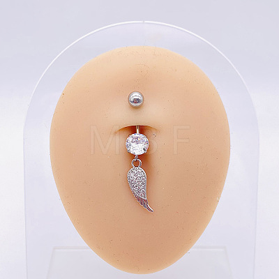 304 Stainless Steel Micro Pave Cubic Zirconia Belly Rings WGADED5-44-1