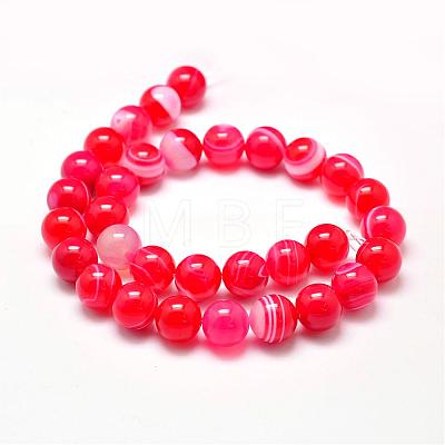 Natural Striped Agate/Banded Agate Bead Strands G-G962-10mm-04-1