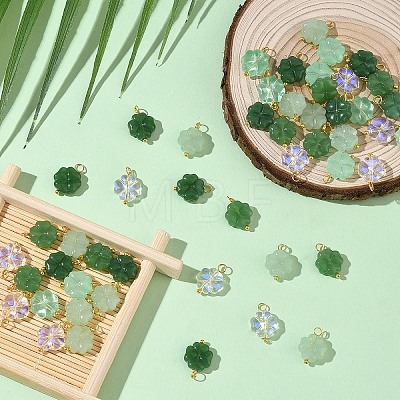 50Pcs 5 Style Glass Pendants PALLOY-YW00141-1