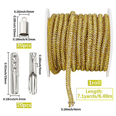 7.1 Yards Glass Rhinestone Synthetic Rubber Round Cord DIY-GF0013-74A-1