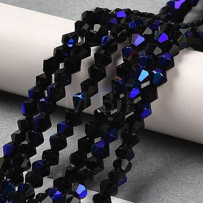 Transparent Electroplate Glass Beads Strands GLAA-F029-3mm-D02-1