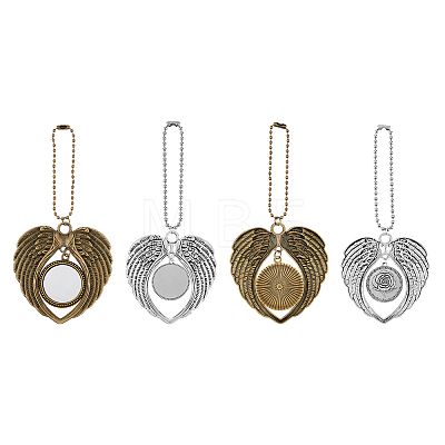 4Pcs 2 Style Tibetan Style Alloy Heat Transfer Sublimation Hanging Blank Pendant Decorations HJEW-FH0006-54-1