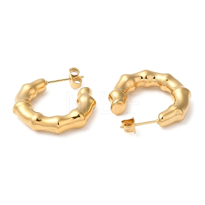 Ion Plating(IP) 304 Stainless Steel Bamboo Ring Stud Earring EJEW-K244-42G-1