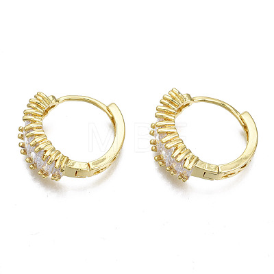 Sparkle Cubic Zirconia Huggie Hoop Earrings for Girl Women EJEW-N015-15-NF-1