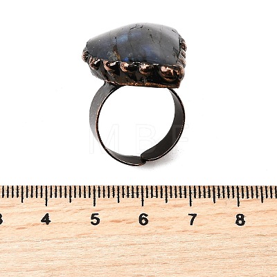 Natural Labradorite and Brass Cuff Rings RJEW-Q025-01A-1