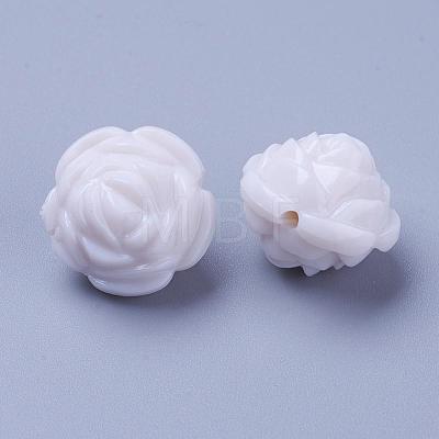 White Flower Acrylic Beads X-MACR-S635-16mm-2-1