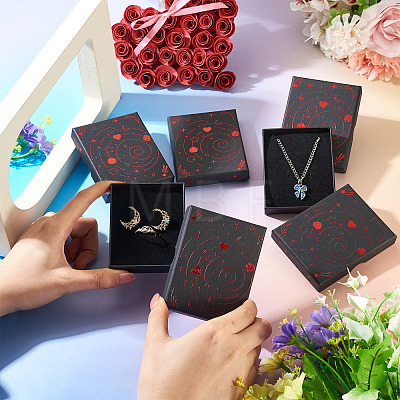 5Pcs Hot Stamping Planet Cardboard Jewelry Packaging Boxes CON-TA0001-44A-1