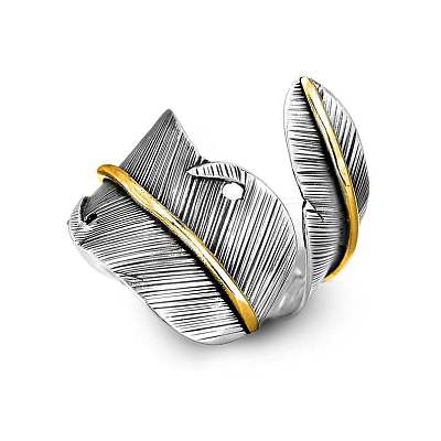 Feather Zinc Alloy Cuff Rings FS-WGF6BB1-01-1