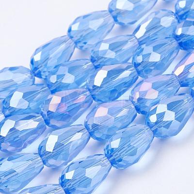 Electroplate Glass Beads Strands EGLA-D015-15x10mm-10-1
