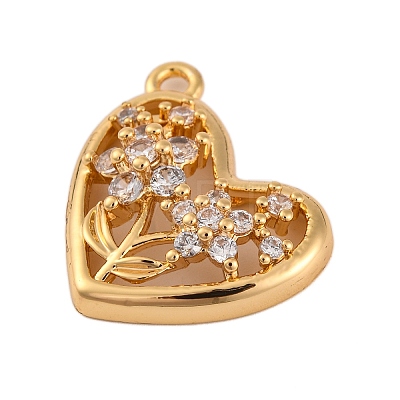 Brass Micro Pave Clear Cubic Zirconia Pendants KK-Z066-07G-1