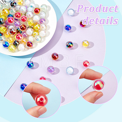 AHADERMAKER 100Pcs 10 Colors Transparent Acrylic Beads TACR-GA0001-09-1