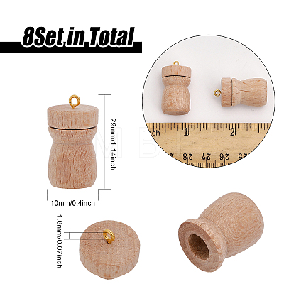 8 Sets Wood Perfume Bottle Pendants WOOD-CA0001-70-1