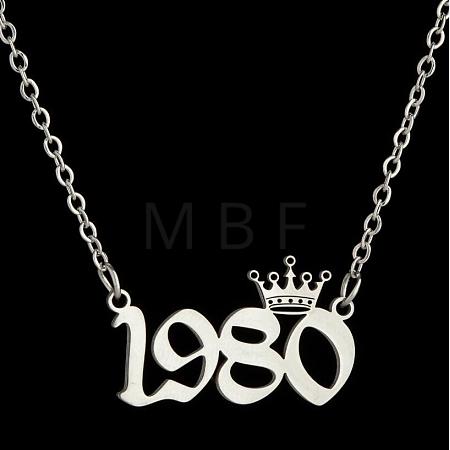 Crown Birth Year 201 Stainless Steel Pendant Necklaces for Women FS-WG4E8F2-41-1