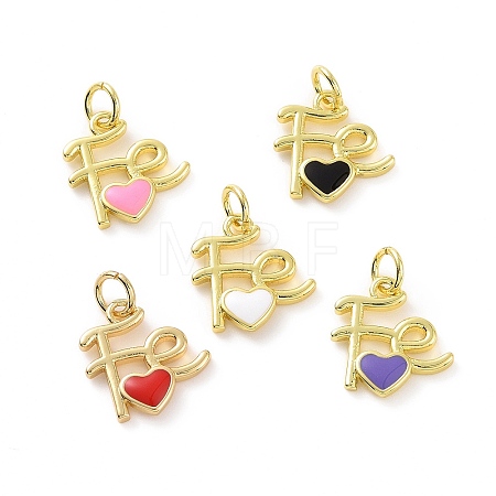 Rack Plating Brass Enamel Charms KK-C008-18G-1