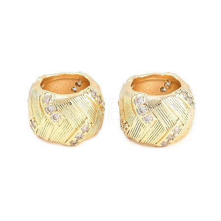 Brass Micro Pave Clear Cubic Zirconia European Beads KK-B186-23G-1
