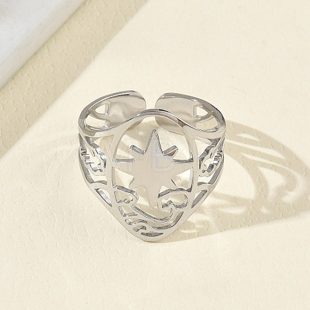 304 Stainless Steel Cuff Open Rings for Women RJEW-F218-01P-1