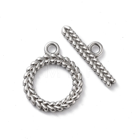 Non-Tarnish 304 Stainless Steel Ring Toggle Clasps STAS-A092-09A-P-1