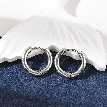 Tarnish Resistant 201 Stainless Steel Hoop Earrings X-MAK-R021-15mm-1