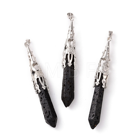 Natural Lava Rock Big Pointed Pendants G-G797-05P-12-1