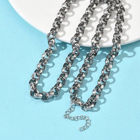 7MM 304 Stainless Steel Rolo Chain Necklaces for Women Men NJEW-Z115-01P-1
