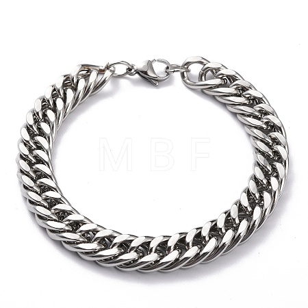 Tarnish Resistant 304 Stainless Steel Cuban Link Chain Bracelets X-STAS-A028-B064P-A-1