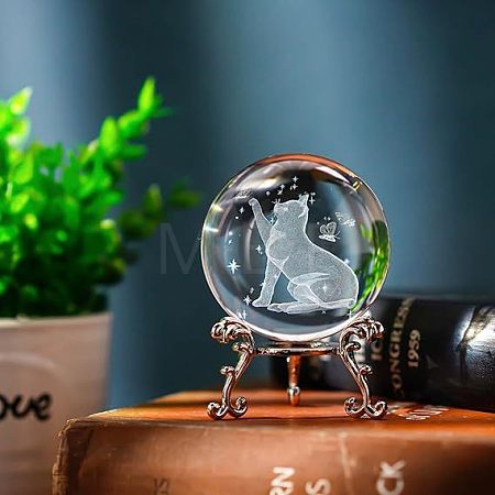 Inner Carving Glass Crystal Ball Diaplay Decoration PW-WG80134-07-1