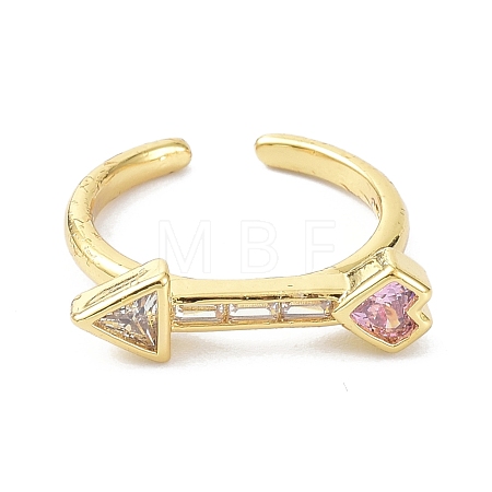 Heart Arrow Real 18K Gold Plated Cuff Rings for Girl Women Gift ZIRC-C021-04G-1