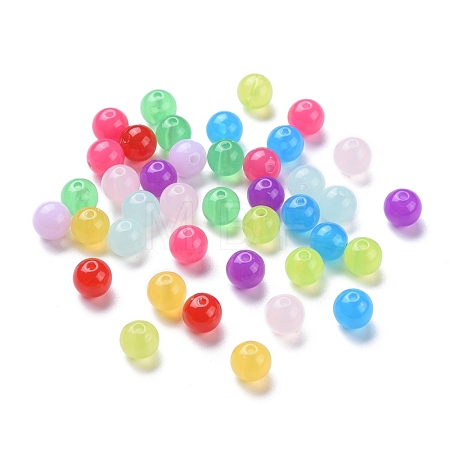 Imitation Jade Acrylic Beads X-SACR-S188-10mm-M-1