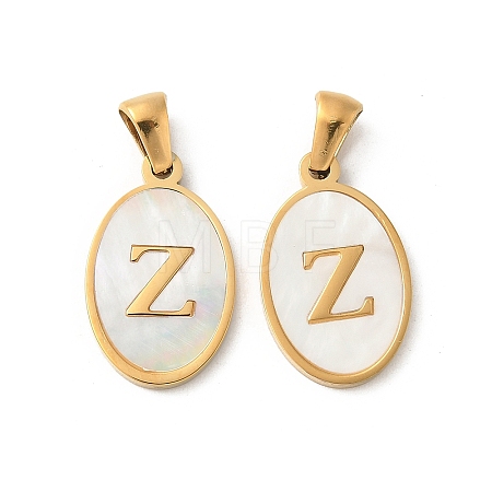 Natural Shell Oval with Initial Pendants STAS-I351-23G-Z-1