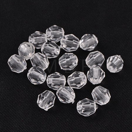 Round Shaped Transparent Acrylic Faceted Beads X-DB6mmC01-1