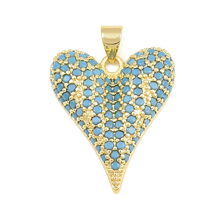 Brass Micro Pave Sky Blue Cubic Zirconia Pendants CU-CBA4A93-02G-G-1