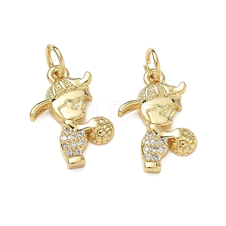 Brass Micro Pave Clear Cubic Zirconia Pendants CU-CBA9AFC-01G-24-1