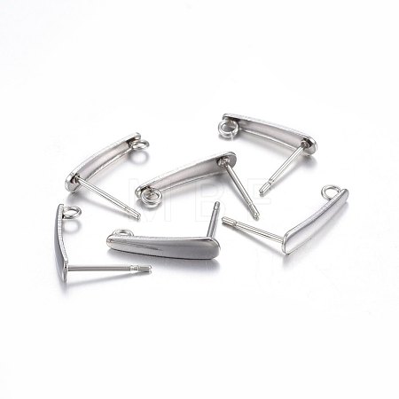Non-Tarnish 201 Stainless Steel Stud Earring Findings STAS-P210-39P-1