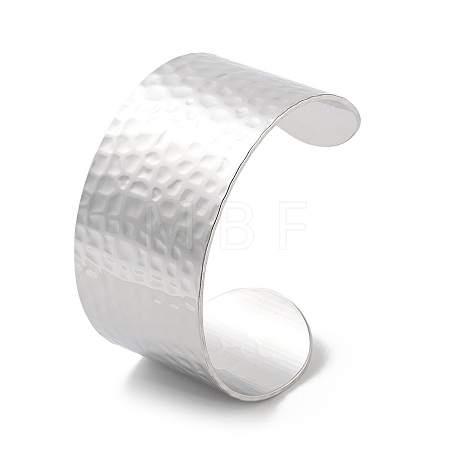 Non-Tarnish 304 Stainless Steel Textured Wide Open Cuff Bangles for Women BJEW-Z067-01P-01-1
