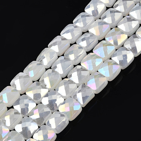 Electroplate Opaque Solid Color Glass Beads Strands EGLA-N002-43-01-1
