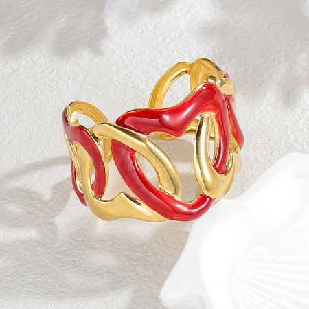 304 Stainless Steel Enamel Cuff Bangles for Women BJEW-F518-03A-G-1
