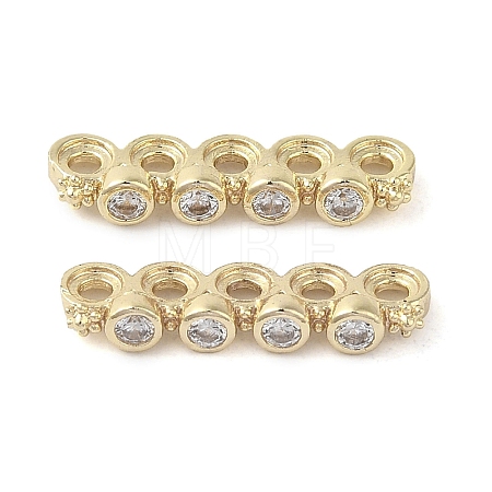 Rack Plating Brass Pave Clear Cubic Zirconia Spacer Bars KK-B088-11D-G-1
