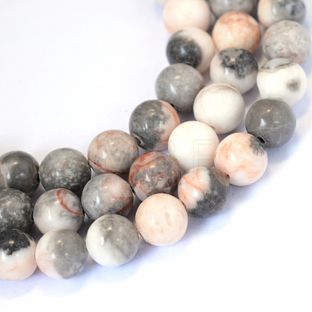 Natural Zebra Jasper Round Bead Strands X-G-E334-8mm-11-1