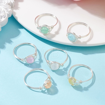 Natural Selenite Dyed Finger Rings RJEW-JR01017-02-1
