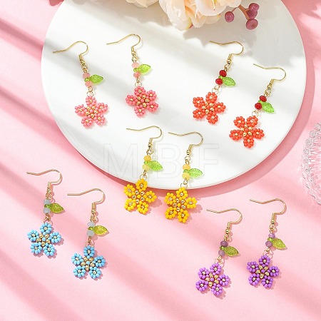 Glass & Acrylic & Natural Malaysia Jade Dangle Earrings EJEW-MZ00735-1