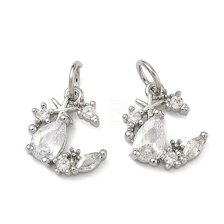 Brass Micro Pave Clear Cubic Zirconia Pendants KK-D228-17P-1