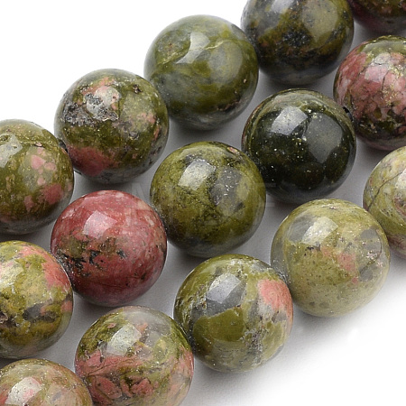 Natural Unakite Beads Strands X-G-S259-14-4mm-1