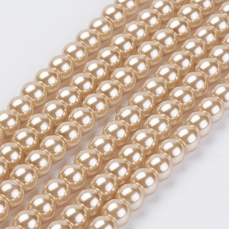 Eco-Friendly Glass Pearl Bead Strands X-HY-A008-6mm-RB019-1