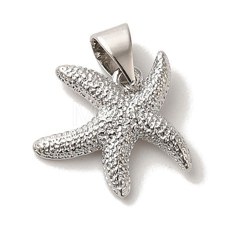 Starfish Rack Plating Brass Charms KK-U027-36P-1